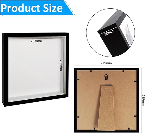 2Pcs Cadre 3D Profond 20x20 cm Cadre Photo Vitrine,Cadre en Profondeur,Cadre Photo 3D à Remplir, 3D Cadre Boîte en Bois Cadre d'Objet Carrée pour Déco, Billets, Fleurs,Souvenirs,Diamond Painting-Noir - Nail Gallerys