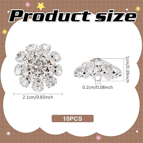 NBEADS 10 Pcs Bouton de Couture en Strass, Boutons à Tige en Forme de Fleur Boutons Décoratifs pour Robe Costume Smoking Chemise Accessoires Cristal, Blanc - Nail Gallerys