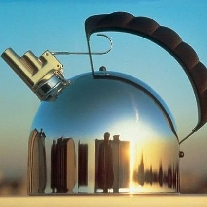 Alessi 9091 FM Bouilloire de Design avec Sifflet Mélodique Acier et PA Noir, 7.5' x 6.5' x 6.5' - Nail Gallerys