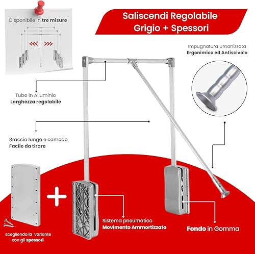 Cintre amovible réglable pour placard, garde-robe, mécanisme de barre cintre automatique avec ouverture et fermeture assistée (compartiment intérieur 66-89 cm) - Nail Gallerys