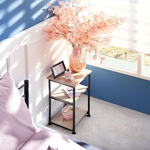 TecTake Table d’appoint Industrielle Table Basse Bout de canapé Tables de Salon avec 2 Surfaces de Rangement Bois MDF – diverses Couleurs (Bois foncé Style Industriel) - Nail Gallerys