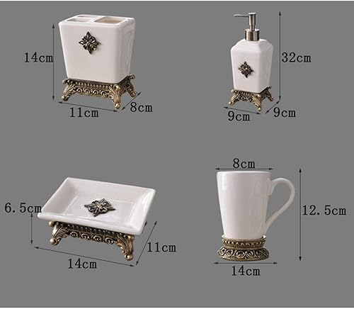 Ensembles D'accessoires De Salle De Bain en Céramique Vintage, Kit De Élégant 5 Pièces Vanité De Salle De Bain, Adapté À Chambre D'étude Salon L'hôtel - Nail Gallerys