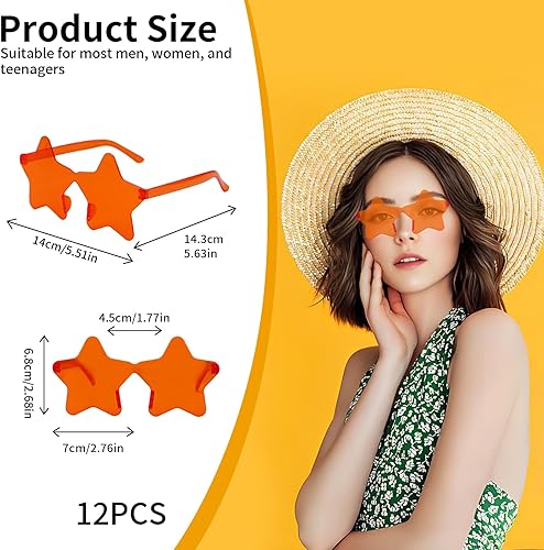 Vookkp 12 Paires Lunettes de Fête Étoile Sans Cadre, Hippie Lunettes de Soleil Étoile Transparentes Couleur Bonbon Multicolores pour FêTe D'Anniversaire, Carnaval - Nail Gallerys