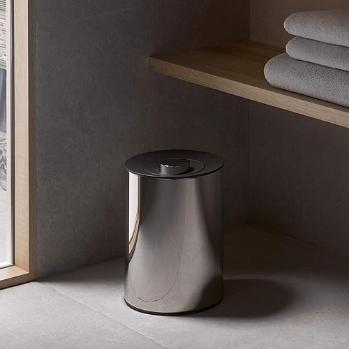 Keuco Poubelle en inox poli, 5 litres, ø21cm, H:28,8cm, pour la salle de bains comme poubelle cosmétique, poubelle, seau de déchets, Plan - Nail Gallerys