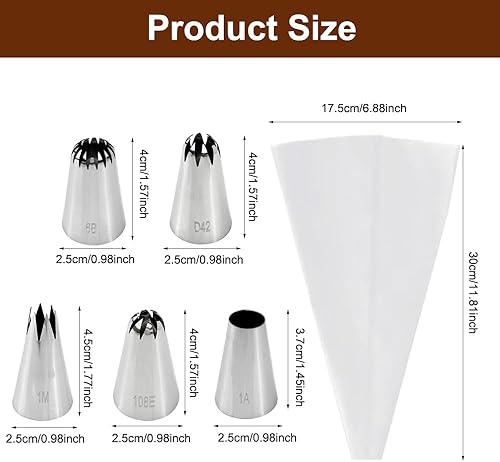 Poche a Douille Patisserie Professionnelle, Poches a Douille Reutilisable 30cm avec 5 Pièces Becs, DIY Patisserie Accessoire Kit, Lavables au Lave-Vaisselle, pour Deco Gateau, Biscuits, Cupcake - Nail Gallerys