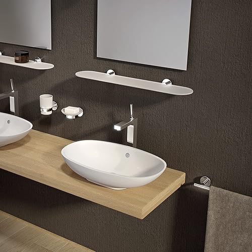 Gedy Osaka, Étagère de Salle de Bain 60 cm, Couleur Chrome, Mural en Chrome, Acier Inoxydable et récipients en Verre satiné, Support jusqu'à 7 kg, Design R&S, Unique - Nail Gallerys