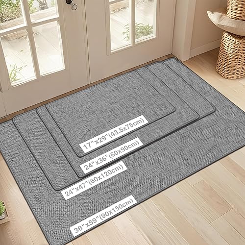 LEKEEPGO Tapis de Porte Paillasson d'Entree 43 x 75 cm, Tapis Entree Interieur Antidérapant, Tapis Interieur Entree Absorbant Lavable, Tapis d'Entrée pour Chien, Entrée, Porte et Couloir, Beige - Nail Gallerys