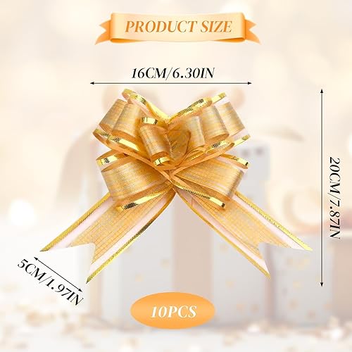 JRILUO Gros Ruban Noeud Cadeau Emballage, Lot de 10 Grands Décoratifs Nœuds Papier Cadeau (20 cm), Nœuds À Tirer en Ruban Couleur Métallique Mate pour L'emballage de Cadeaux Banquets Mariages Fêtes - Nail Gallerys