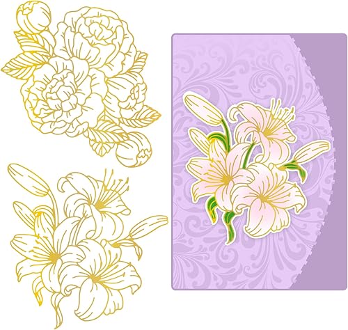 GLOBLELAND 2pcs 2 Modes Hot Foil Plate Métal Dorure à Chaud Personnalisé pour Scrapbook Bricolage Gaufrage Motif de Fleur Carte Album Photo - Nail Gallerys