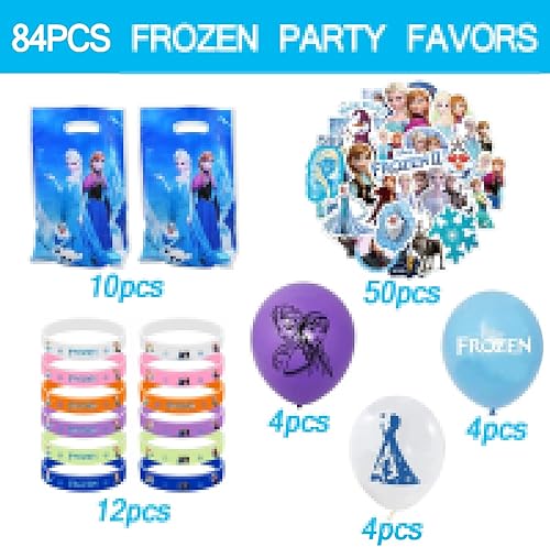 Cadeau de fête Anniversaire Frosen,84PCS Cadeau de fête Frosen avec Sac Cadeau de Fête Frosen,Reine des Neiges Ballon Decoration Anniversaire Fille Deco,Bracelet Frosen,Frosen Sticker pour Thème Party - Nail Gallerys