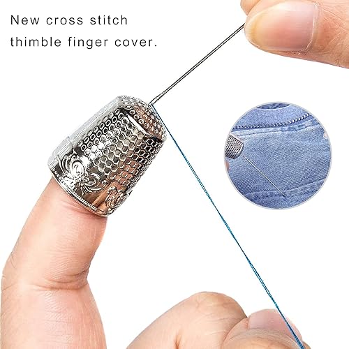 acdokuk Lot de 4 dés à coudre, bouclier de doigt réglable, protection des doigts en métal, accessoires de couture, outils de couture, dés à coudre à la main, broderie, travaux d'aiguille - Nail Gallerys