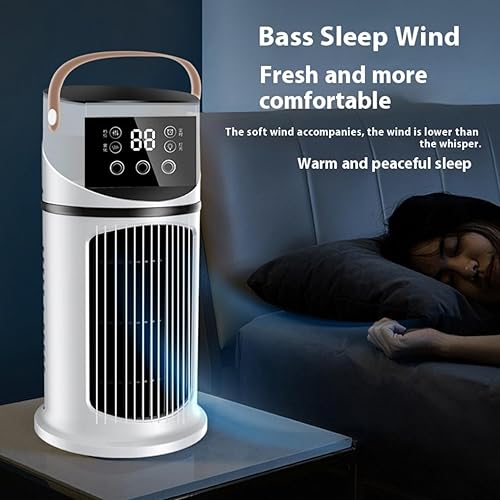 Mini Climatiseur Portable, Refroidisseur d'Air Silencieux avec 9 Vitesses Réglables et Éclairage LED, Idéal pour Bureau, Chambre et Utilisation Intérieure (White) - Nail Gallerys