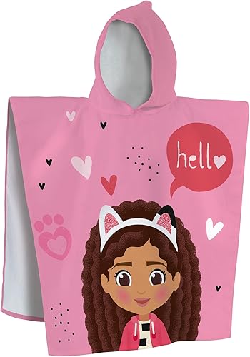 Gabby ET LA Maison Magique Duo Cape de Bain Enfant | 100% Coton | Oeko-TEX | 60x120 cm | Imprimé Fille | Rose - Nail Gallerys