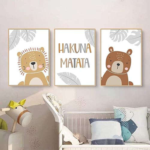 CULASIGN Lot de 3 posters pour chambre d'enfant - Motif animaux de la forêt - Décoration pour chambre de bébé garçon et fille - Format A4 - Sans cadre photo (CDG, 21 x 30 cm) - Nail Gallerys