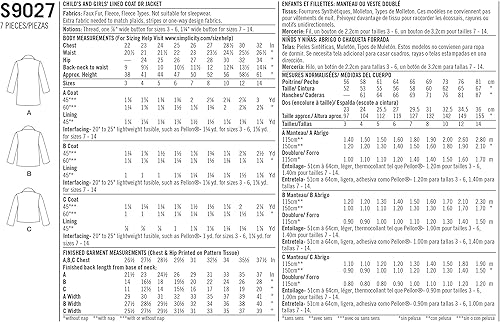 Simplicity Paper Pattern-US9027HH Patron de veste/manteau pour fille, variés, HH (3-4-5-6) - Nail Gallerys