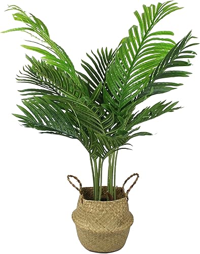 Plante Artificielle Palmier Artificiel de 90 cm dans Un Panier en jonc de mer décoration pour Usage intérieur et extérieur Grande Plante Verte - Nail Gallerys