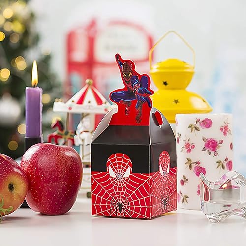 Qemsele boîtes de fête Sac de fête pour Enfant, 20 Pcs repas boîtes en carton uni Garçons Filles pour Thème Décorations Réutilisable Sac Cadeau de Fête Anniversaire Noël Sacs de fête (Spiderman) - Nail Gallerys