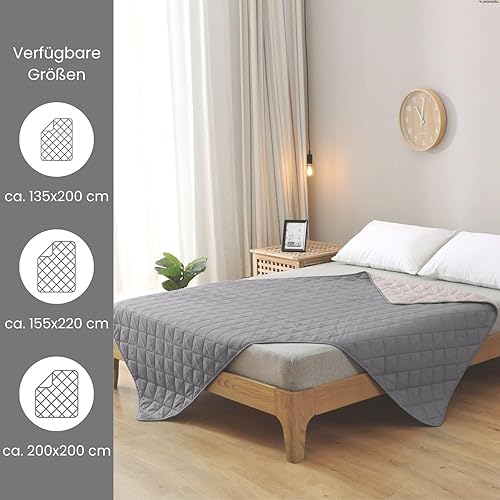 Couette d'été en Microfibres réversible 135x200 oekoTex - Gris et Gris Clair Lavable à 95° Couette d'été Couette légère pour Le Camping - Nail Gallerys