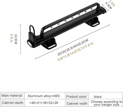 Porte-vêtements Extractible de Garde-Robe, Porte-Cintres Coulissant,MultifonctionnelTirez la tige de placard extensible ,Cintre extensible de placard Avec rail d'amortissement ( Size : 45.6cm/17.9in ) - Nail Gallerys