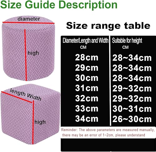 HHONGWYT Housse Repose Pied Carré/Rond Housse de Protection Pouf Petit Extensible Housse de Pouf Rond Diamètre 30cm/28/29/31/32/33/34cm Haut 30~26cm Housse Pouf Ottomane,#7,W30xH28~34cm - Nail Gallerys