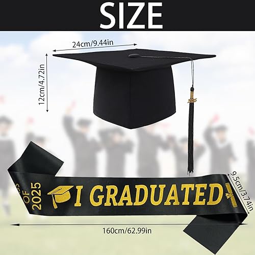 YOUYIKE Chapeau d'étudiant Bachelor, Ajustable Casquette de Graduation, Avec Pendentif pompon, Noir Toque étudiant Unisexe, Pour Université Collège l'obtention du Diplôme - Nail Gallerys