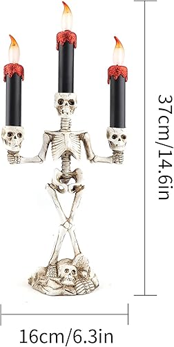 Bougies Halloween Candélabre, Support de Chandelier de Crâne Squelette LED pour la Fête d'Halloween - Nail Gallerys