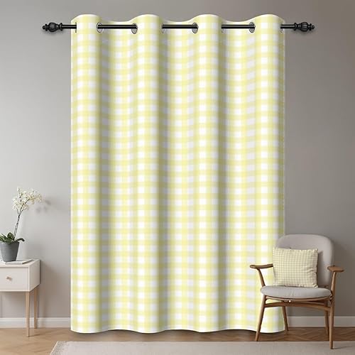 ggaimwf 135x245cm Plaid Rideau à œillets Chiffon Buffalo Vert Menthe et Blanc Vichy Carreaux à Carreaux Motif Fermette Rideaux occultants à œillets pour Chambre à Coucher et Salon,1 Panneau Simple - Nail Gallerys