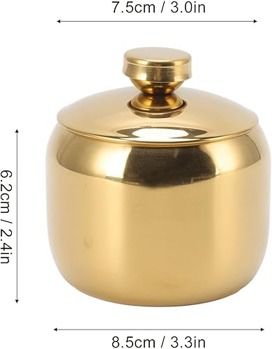 Pot à Condiments Bols D'assaisonnement en Acier Inoxydable Bol à Sucre doré épices Sel Sucre Poivre Récipient avec Couvercle (Or) Seasoning Tools Seasoning Tools - Nail Gallerys