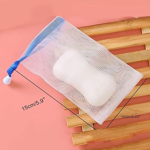 Duyeuau Lot de 2 sacs à savon en maille filet avec cordon de serrage Blanc - Nail Gallerys