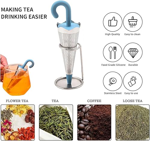 Ensemble de filtres à thé élégants en acier inoxydable et silicone avec cuillère à café et brosse de nettoyage, pratique et durable pour les amateurs de thé - Nail Gallerys