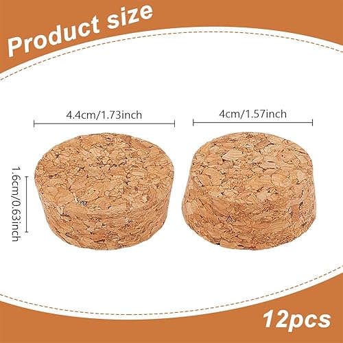 GOMAKERER 12pcs Bouchons en Liège pour Bouteilles, Bouchons de Liège Coniques 3.95-4.4x1.7cm Bouchons en Liège en Bois Vin Bouchon de Bouteille de Bière pour la Fabrication du Vin, Bouteille de Bière - Nail Gallerys