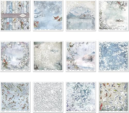 ITD Collection - Emballage Scrapbooking 12 x 12 pouces, Papier Scrapbooking, Papier Décor, Papier Carton - 310 x 320 mm (SLS-043 - Decorated with Frost)- HS code 48025890 - Nail Gallerys