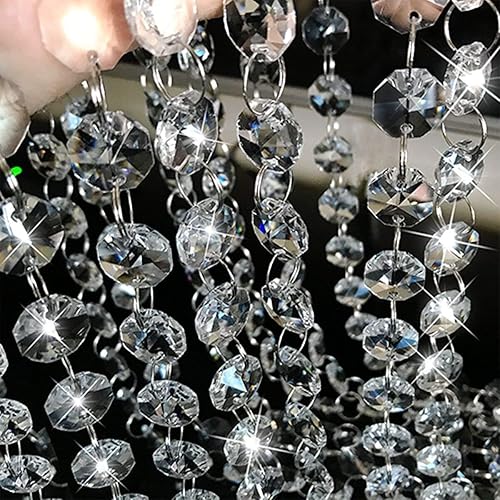 E EBETA Lot de 6 Guirlande de Perles Cristal Garland Perles Octogonales Cristal Chaîne à Perles pour lustres, Rideaux de Porte, décorations de Mariage, Fabrication de Bijoux - Nail Gallerys
