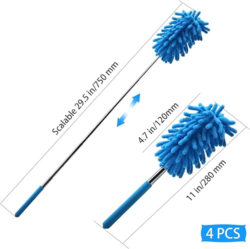 TETEWEVER 2 Pièces Plumeau Poussiere Microfibre Extensibles Jusqu'à 75cm Plumeau Telescopique Lavable Tête de Loup Télescopique pour Nettoyage des Voitures Bureaux Meubles Fenêtres - Nail Gallerys