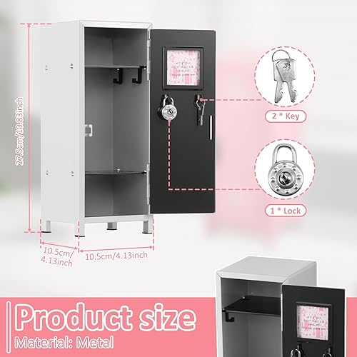 BAODBF Mini armoire de rangement portable avec serrure et clé en métal inoxydable - Petit casier de rangement pratique avec compartiments pour bureau - Pour filles et garçons (rose) - Nail Gallerys