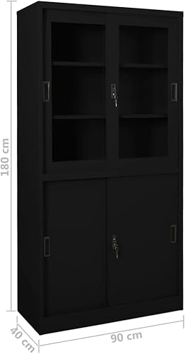 VidaXL Armoire de Bureau avec Porte Coulissante - Classeur à Dossiers pour Stockage de Fichiers - Anthracite 90x40x180 cm Acier - Nail Gallerys