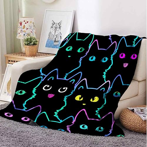 BNREDA Couverture avec Motif Chat - Motif Animal Mignon - en Flanelle Polaire Moelleuse - pour Enfants et Adultes (Chat 2, 130x150cm) - Nail Gallerys