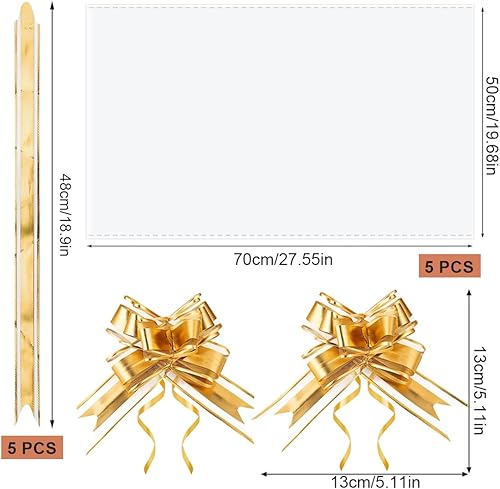 QEDBOJE Lot de 5 sachets en cellophane transparent avec nœud, pour paniers, fleurs, travaux manuels, cellophane emballage et emballages cadeaux (50 x 70 cm) (Transparent) - Nail Gallerys