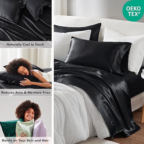 Madison Park Essentials – Parure de lit Luxueuse en Satin Soyeux 6 pièces, doré - Nail Gallerys