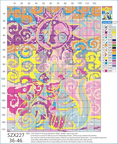 OWN4B Kit de broderie au point de croix estampillé, belles fleurs imprimées 11CT 36,1 x 46 cm (fleurs) - Nail Gallerys