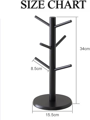 VANTOBEST Porte-tasses noir en forme d'arbre avec 6 crochets pour comptoir de tasses à café - Nail Gallerys