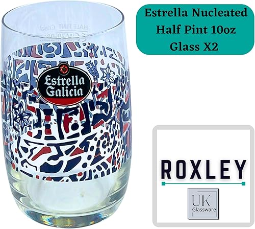 Roxley Estrella Galicia Lot de 2 verres à bière nucléée demi-pinte - Nail Gallerys