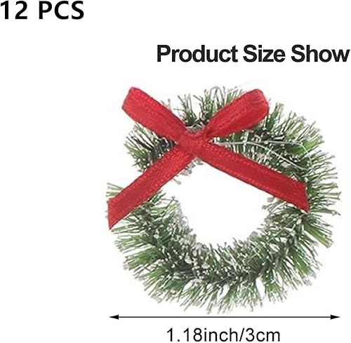 Mini Guirlande de Noel,Couronne de Noel Miniature,Mini Couronne de Noel,Couronne de Noël,Guirlande de Noël,Guirlande de Noël Artificielle,Couronne de Noel pour Porte,Anneaux de Bougie de Noël,12 Pcs - Nail Gallerys