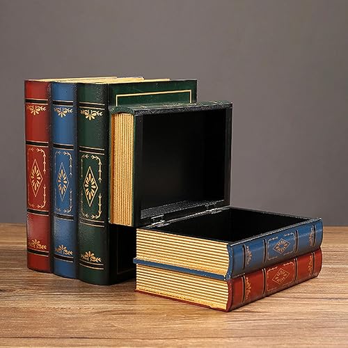 Boîtes à Livres Décoratives, Panneau de densité Vintage Décorations de Livres Anciens Décoration de Faux Livre Boîte de Rangement de Souvenirs de Bibelots Boîte à Livres Vintage - Nail Gallerys