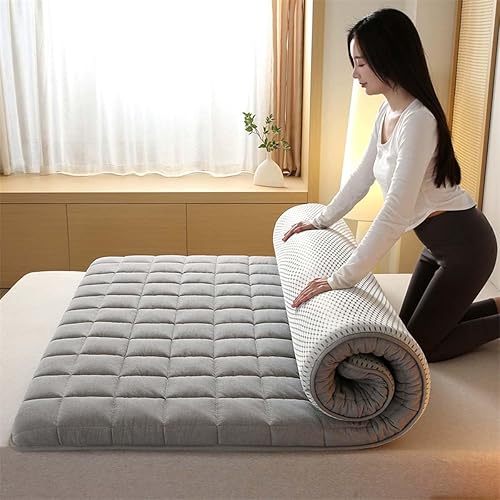 Danchen Matelas futon japonais, tatami pliable, tapis de couchage pour sol, invités, dortoirs, salon, camping - extra doux et portable (simple, 90 x 190 cm, gris) - Nail Gallerys