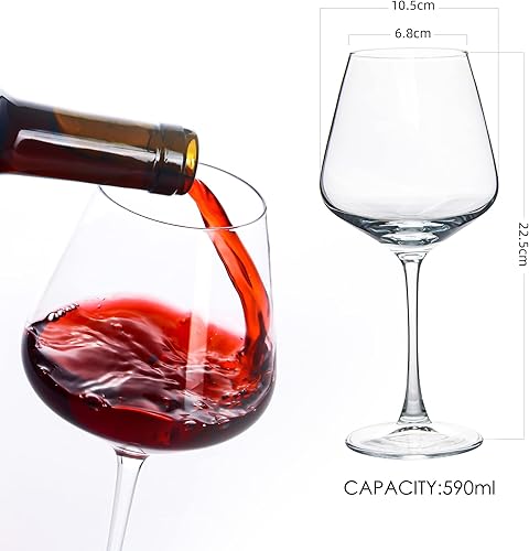 YARYOUNG Lot de 6 verres à vin rouge bordeaux 600 ml - Cadeau pour anniversaire, anniversaire et mariage - Passe au lave-vaisselle - Nail Gallerys