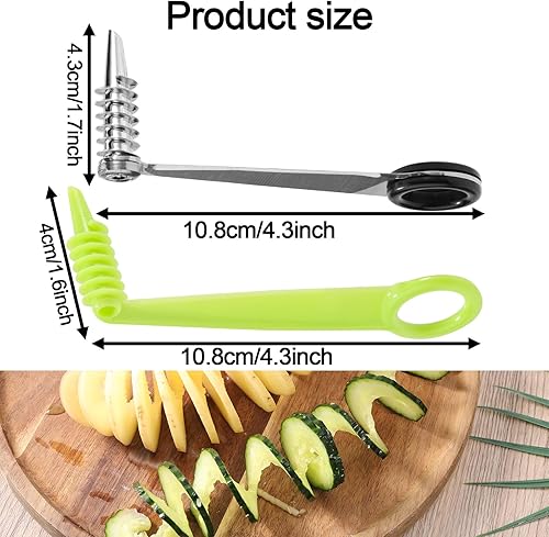 Lyreh 2pcs Coupe-Légumes en Spirale, Acier Inoxydable Plastique Couteau Coupe-Spirale Manuel Accessoire Cuisine Pratique pour Pommes Terre Concombres Carottes Fruits - Nail Gallerys