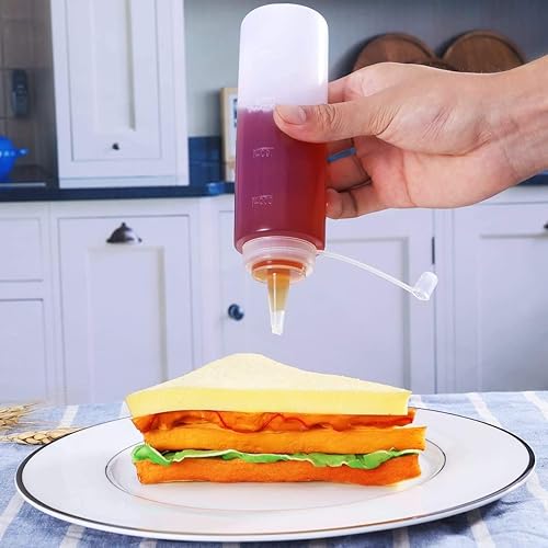 Lot de 6 bouteilles en plastique Squeeze Sauce à condiments Distributeur avec ensemble de Cap, pour maison Restaurant Ketchup, Moutarde, Mayo, huile d'olive, barbecue, sans BPA, 230 ml, Blanc. - Nail Gallerys