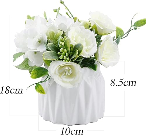 CHAMEEN Fleurs artificielles avec vase en céramique - Fleurs artificielles - Fleurs en soie - Bouquet de mariage - Fête à la maison - Nail Gallerys
