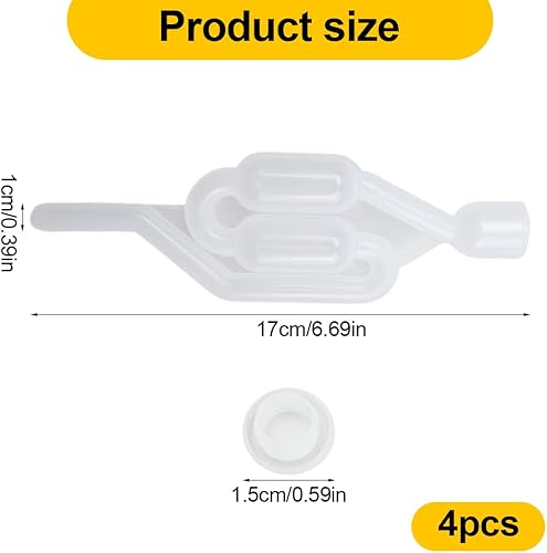 XPEX 4 Pièces De Couverture Blanche Tubes De Fermentation en Plastique Bouteille De Fermentation avec Bouchon en Caoutchouc pour Fermentation Set pour Vin Hydromel Bière Choucroute - Nail Gallerys